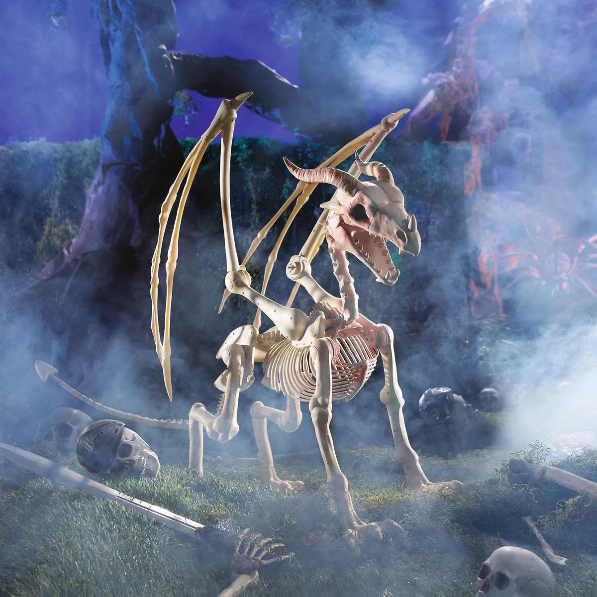 Bulk Glowing Eyes Dragon Skeleton Halloween Decorations - 3 ft, 4 pc - image 2