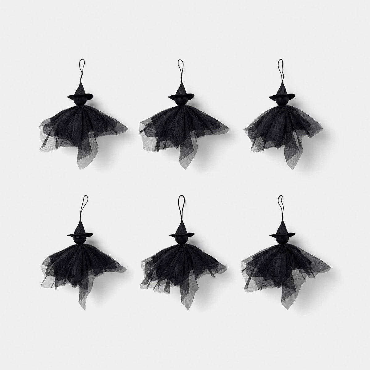 6 Piece Witch Decorative Accent Set, Black - Halloween decor