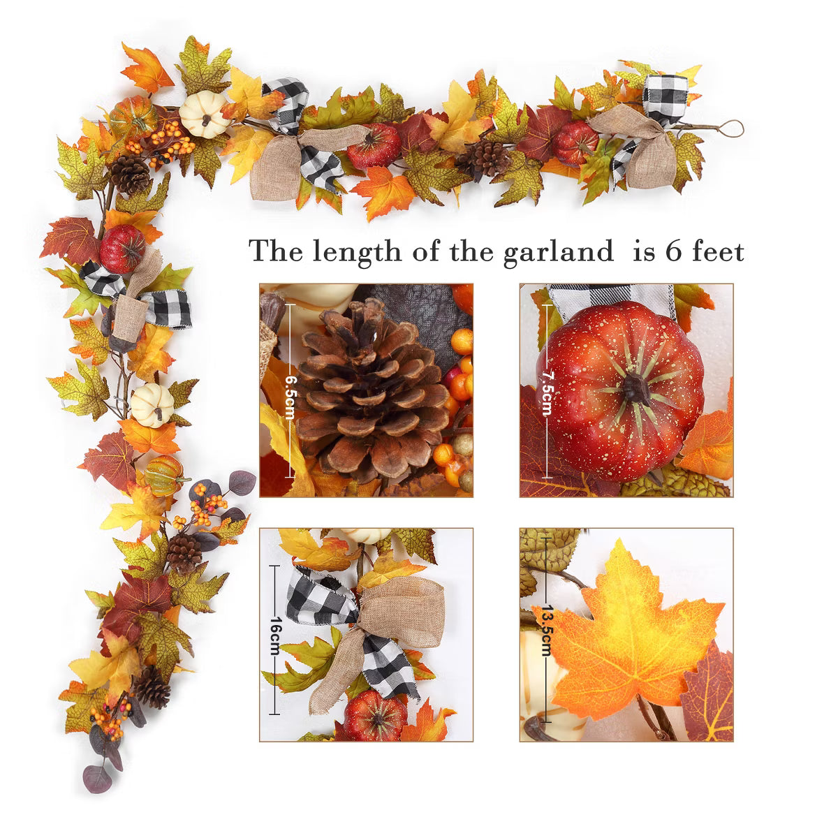 6 Ft Thanksgiving Fall Garland Decor
