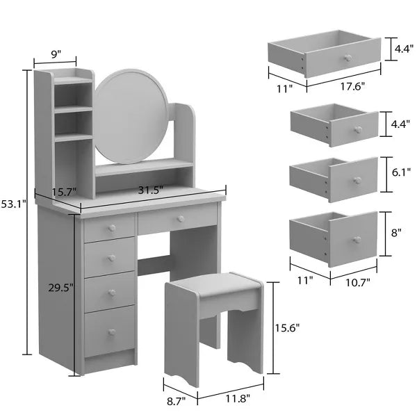 Vanity Table Set with Stool