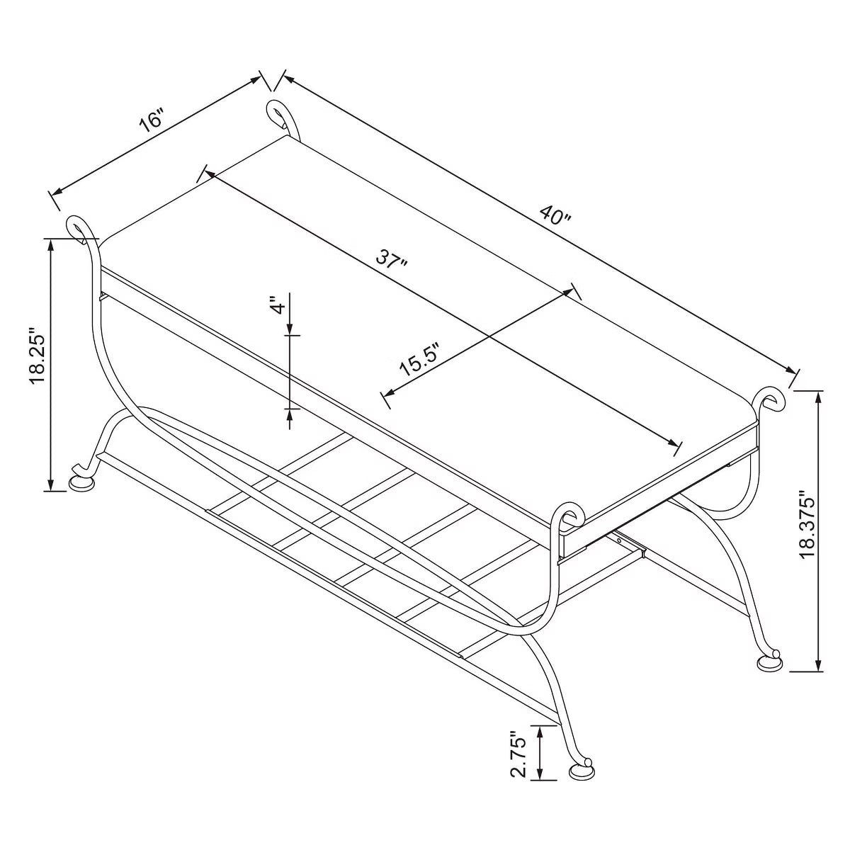Dimensions and exact measurements of the Studio McGee striped metal bench