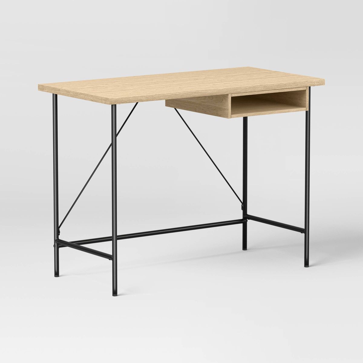Wood and Metal Writing Desk with Storage Natural - Room Essentials