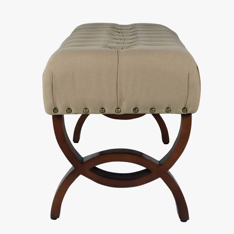 Carolina Tufted Bench with Nailhead Trim Cream