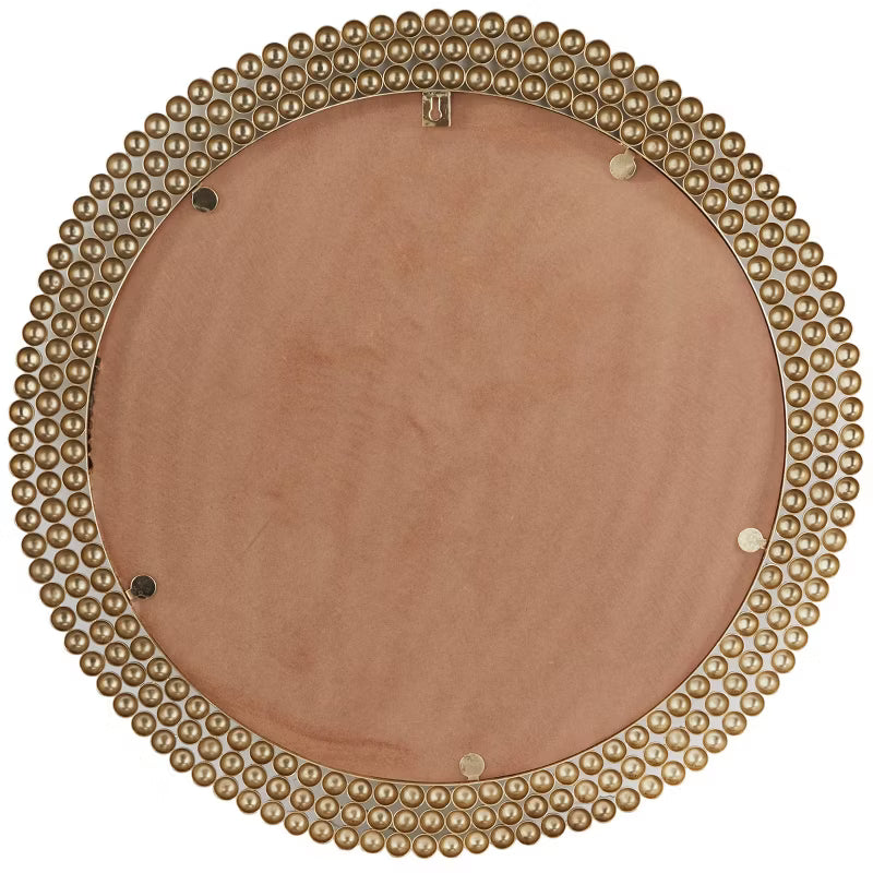 Metal Round with Beaded Detailing Wall Mirror Brass