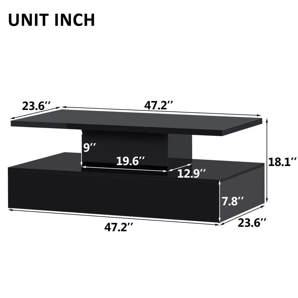 Black rectangular object with dimensions labeled in inches on a white background