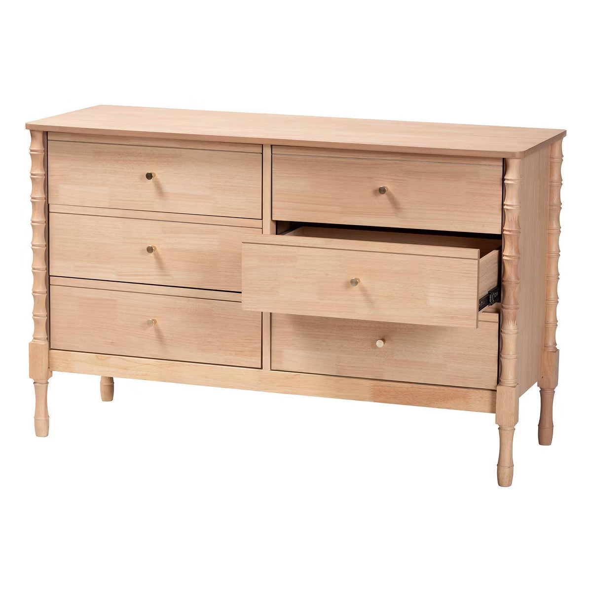 Laurent Dresser 6 Drawer Bedroom Organizer Beech Brown