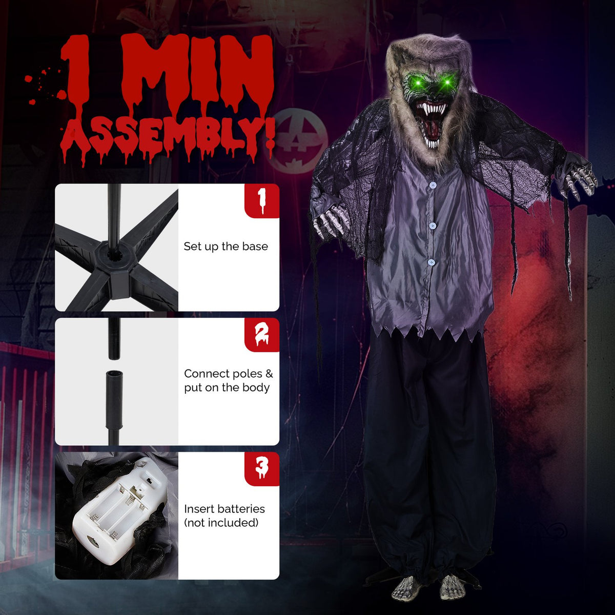 6.9-Foot Standing Werewolf Halloween Decoration - image 7