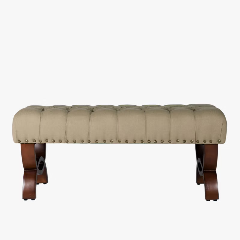 Carolina Tufted Bench with Nailhead Trim Cream