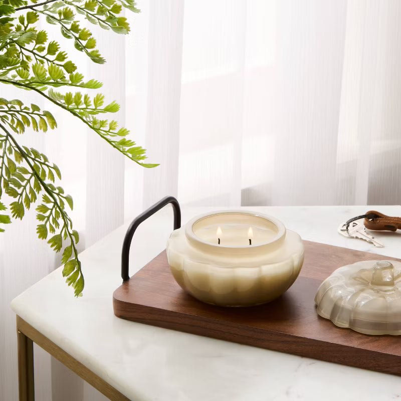 Lidded Glass Pumpkin Jar Candle Vanilla Pumpkin