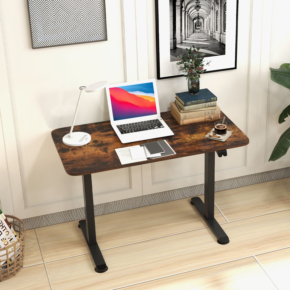 Costway Electric Standing Desk Rustic Brown
