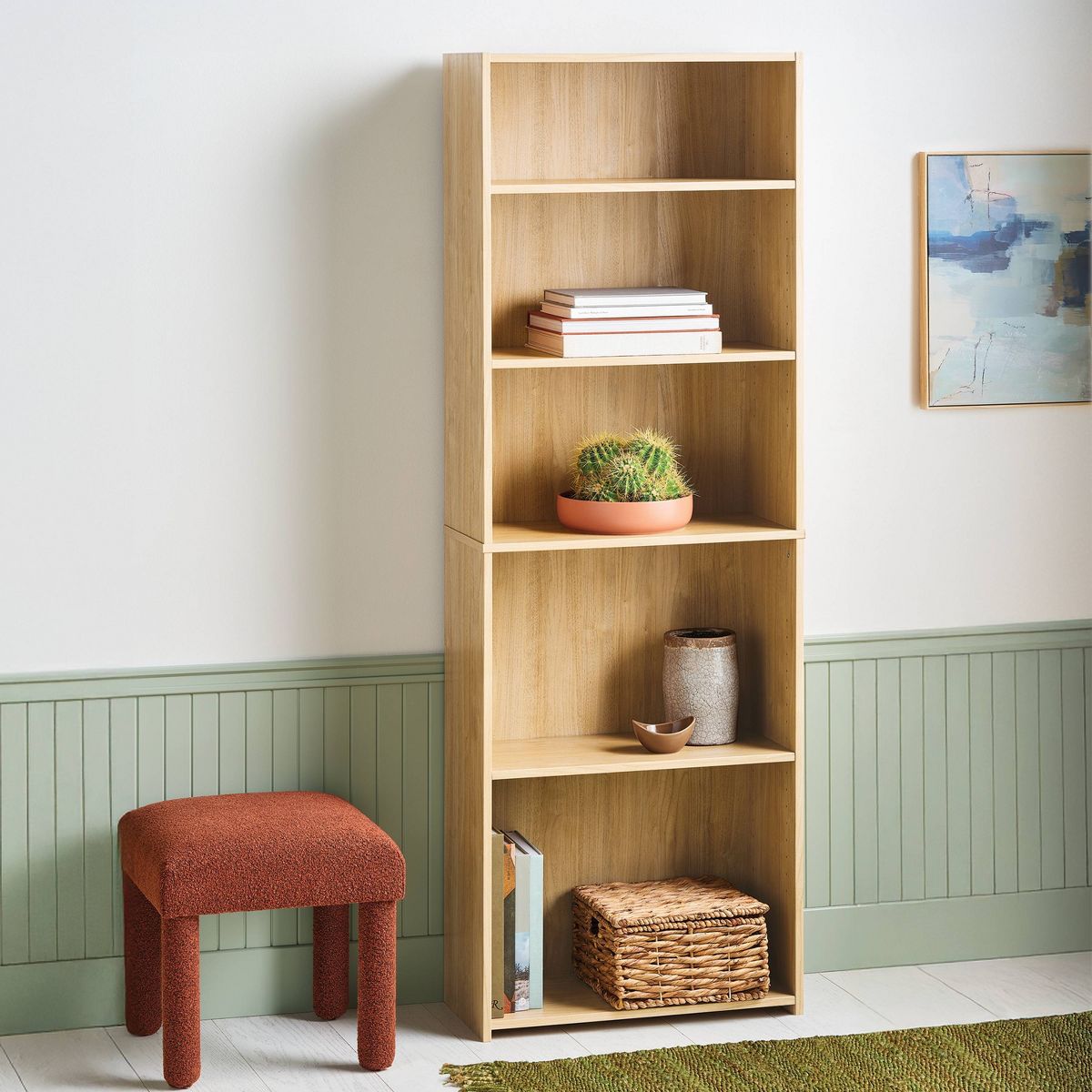 5 Shelf Dorm Bookcase Natural Wood - Room Essentials