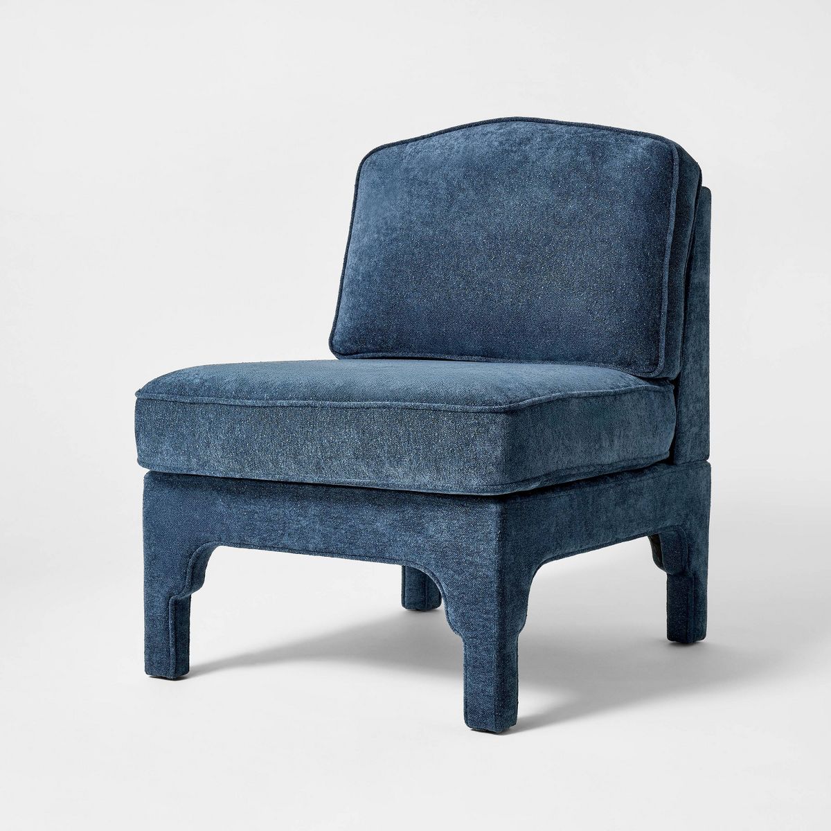 Vintage Inspired Slipper Accent Chair with Detailed Cutout Textured Velvet
