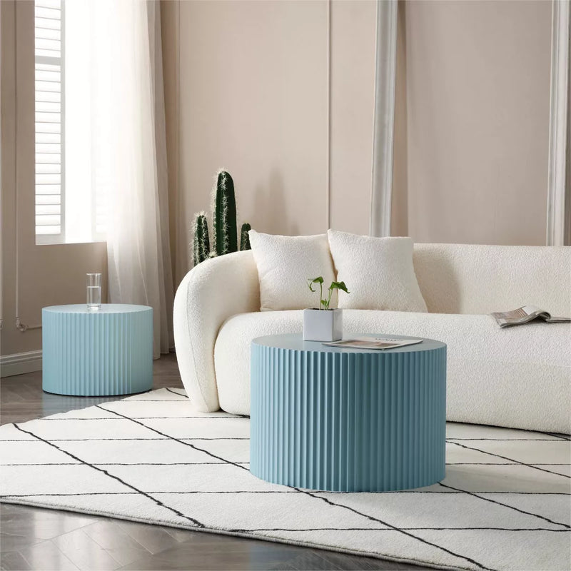 Handcrafted Round Coffee Table Set of 2 – Nesting Modern Side & Coffee Tables