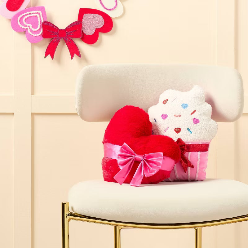 Valentine's Day Small Giftable Heart Pillow with Bow White