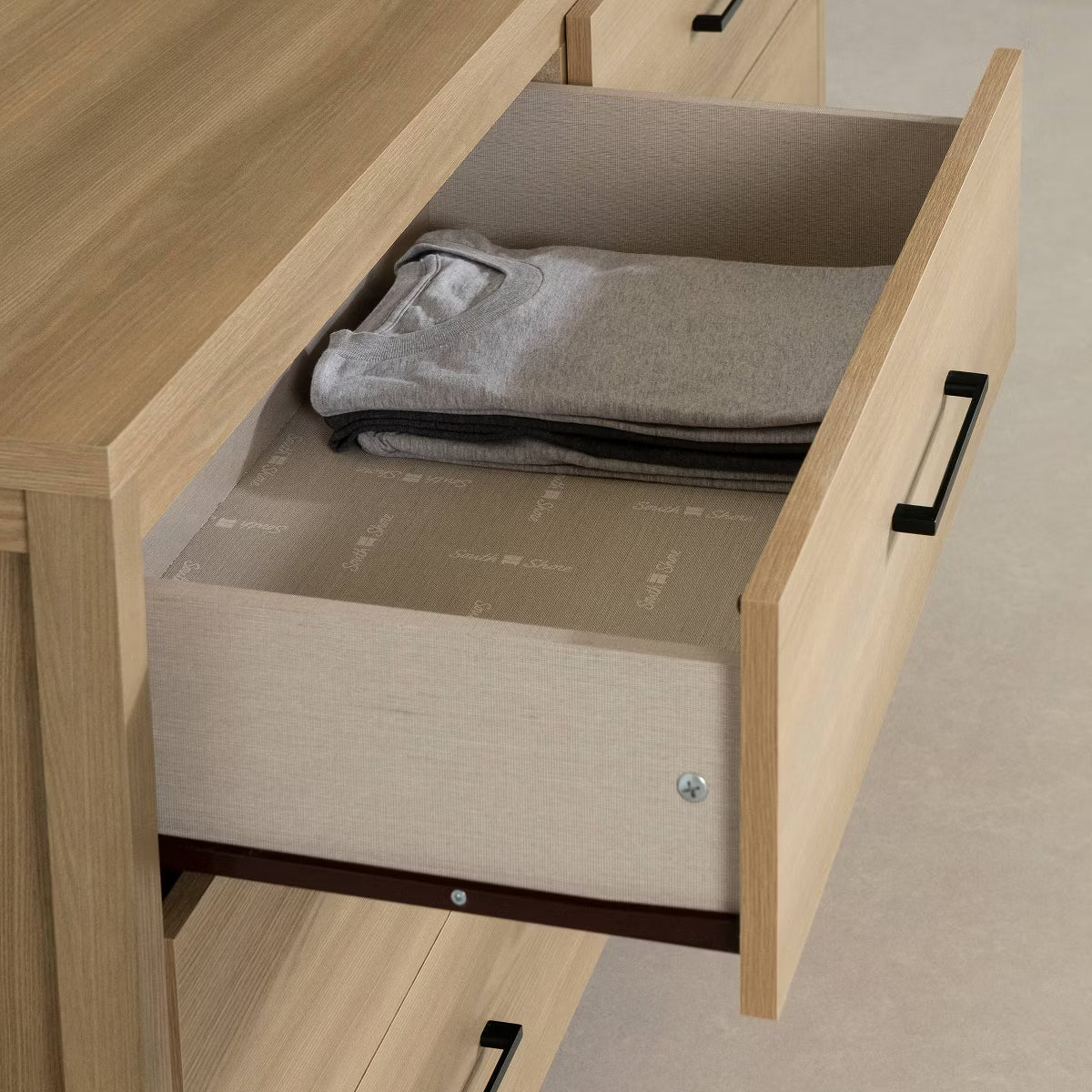 Gravity 6 Drawer Double Dresser - Natural Ash