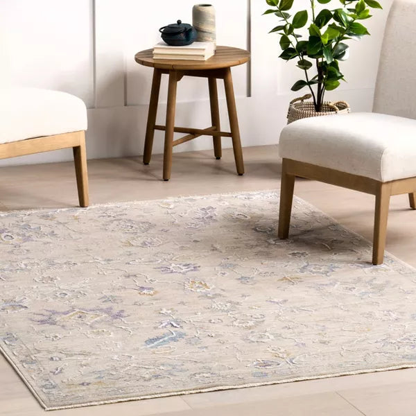 Floral Fringe Area Rug