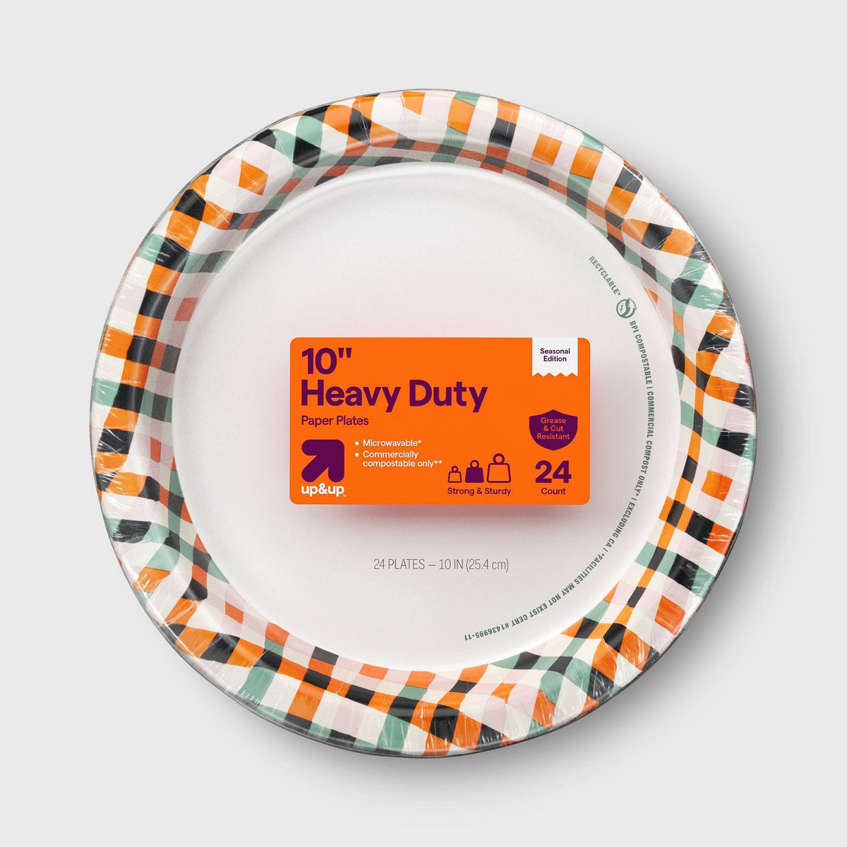 Halloween Plaid Disposable Plates 10 Inch - 24ct - image 1