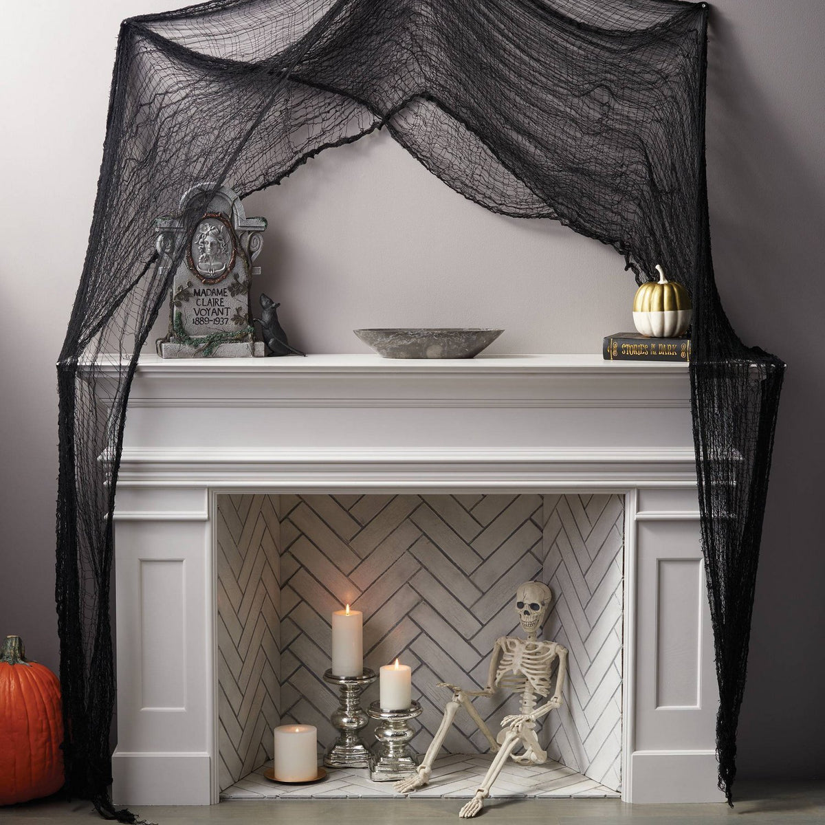 36 Foot Jumbo Eerie Fabric Halloween Cloth, Black - image 2