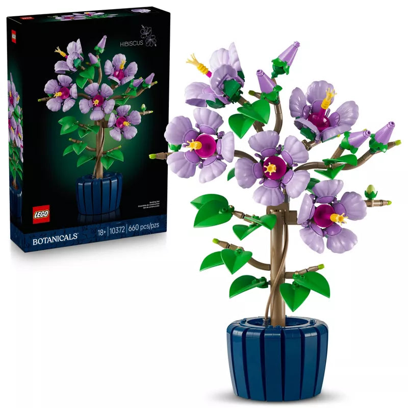 LEGO Botanicals Hibiscus Flower Building Set 10372 – Artificial Tropical Plant Decor Kit for Adults (660 Pieces)