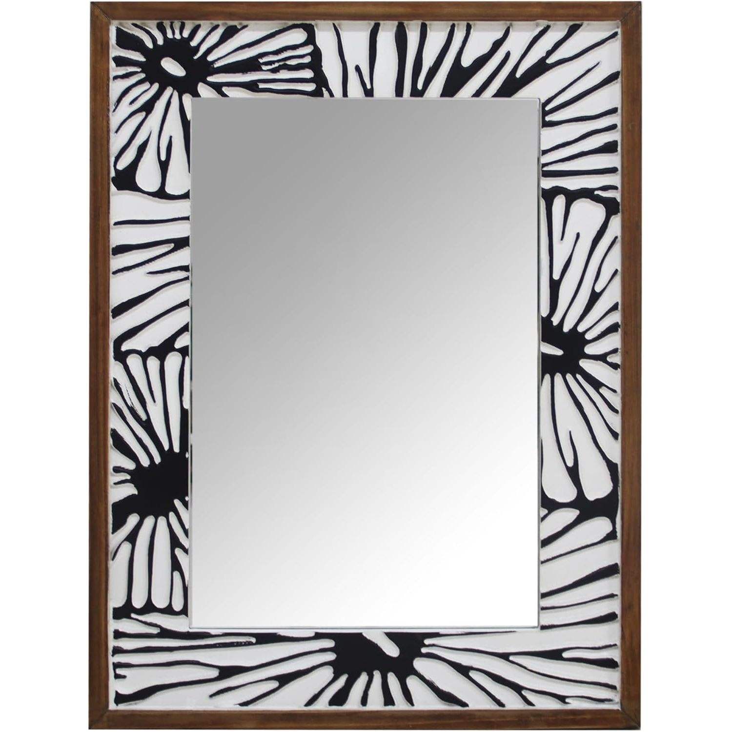 Rectangle Wall Mirror with Wooden Frame, Rustic Decorative Hanging Mirror