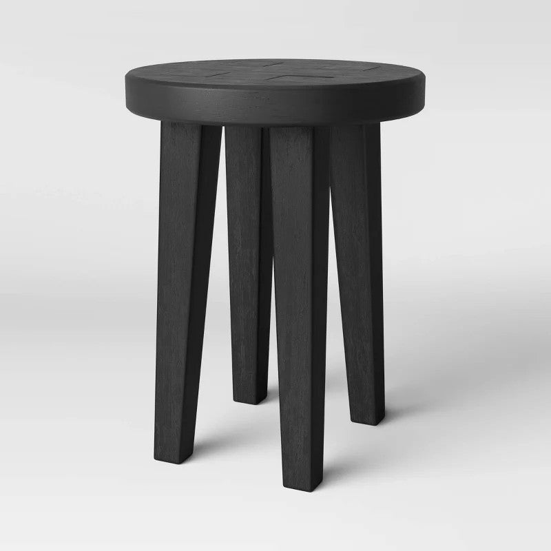 Two white vases with green plants on black stools in front of a mirror Black Short