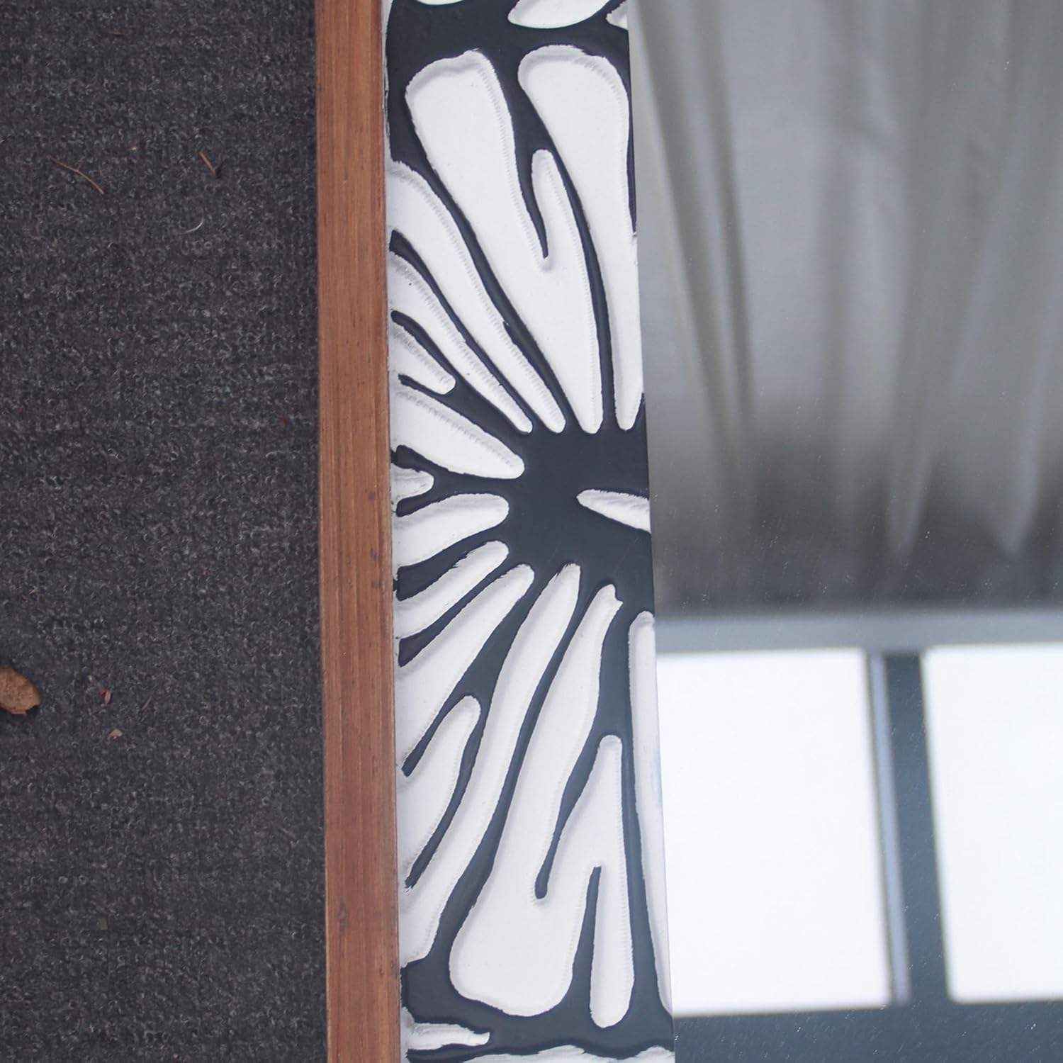 Rectangle Wall Mirror with Wooden Frame, Rustic Decorative Hanging Mirror