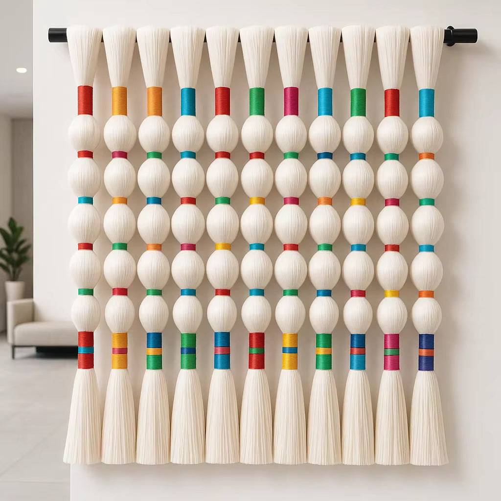 Boho Macrame Wall Hanging – Round Bubble Tapestry Headboard & Accent