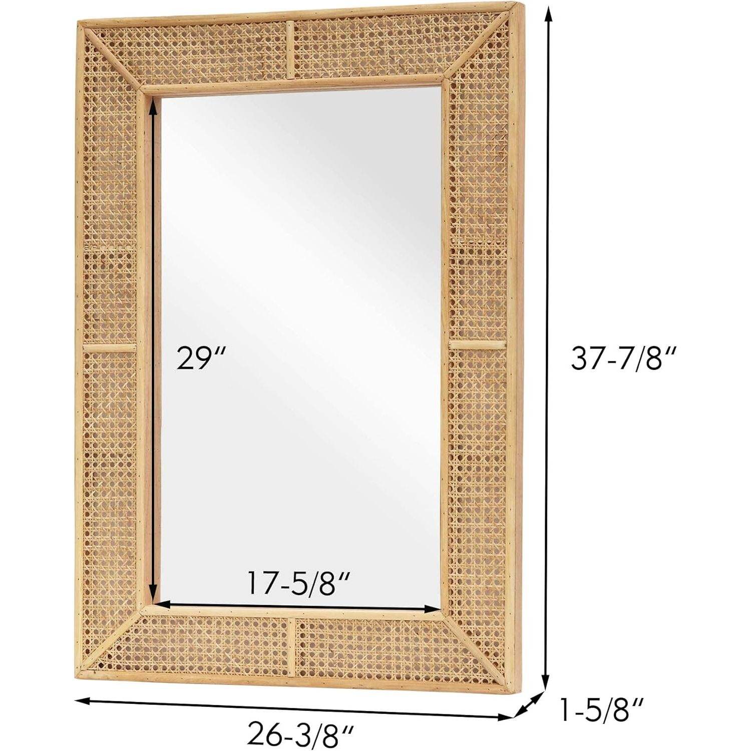 Wooden and Rattan Mirrors, Boho Rectangle