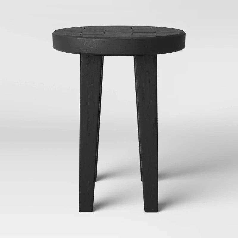 Small Carved Wood End Table (Brown) - Short Accent Side Table for Living Room