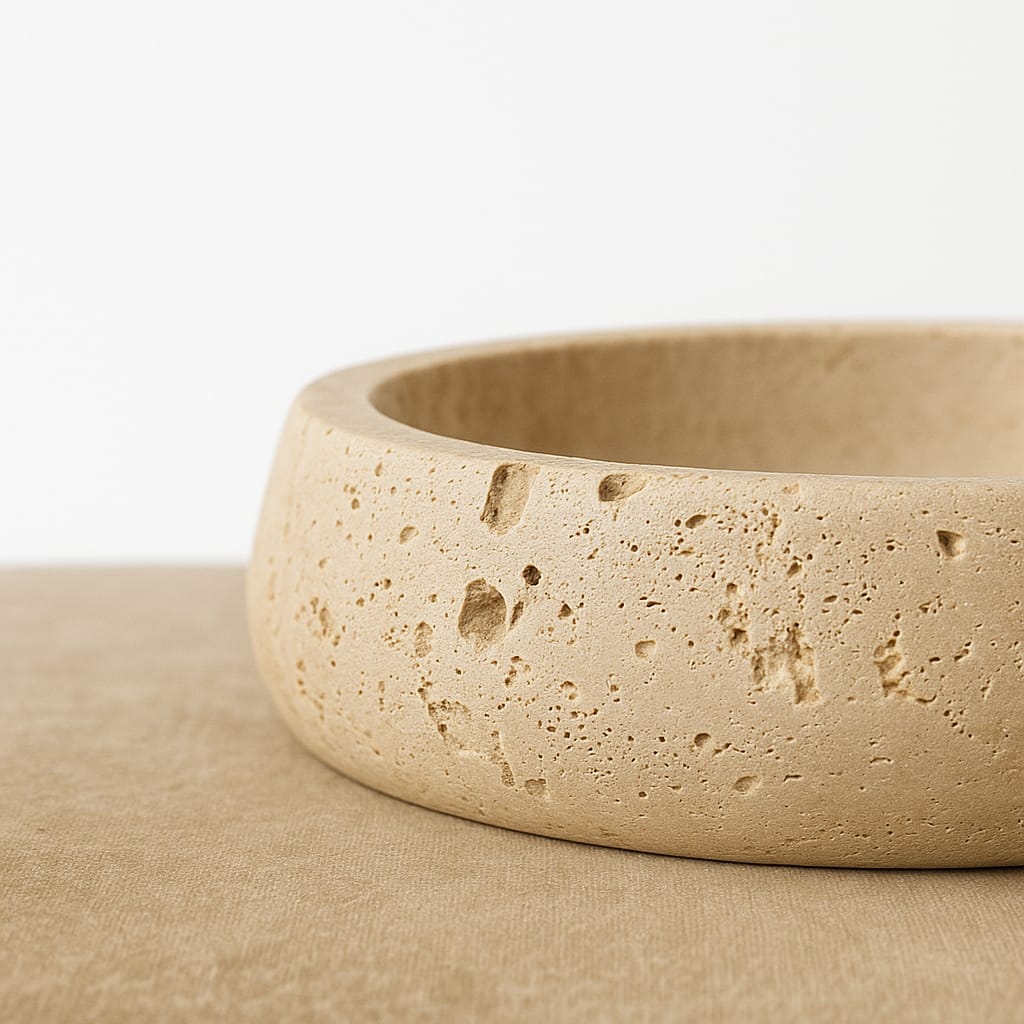 Beige ceramic bowl on a white background