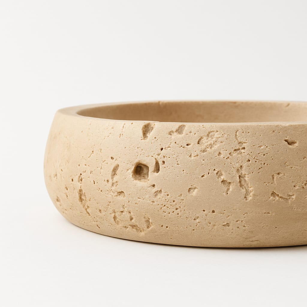 Beige ceramic bowl on a white background