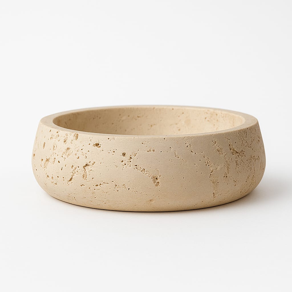 Beige ceramic bowl on a white background