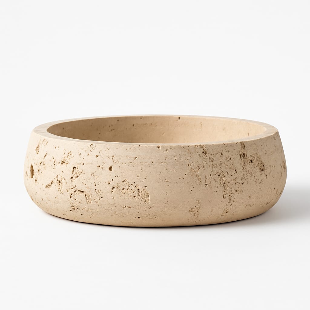 Beige ceramic bowl on a white background