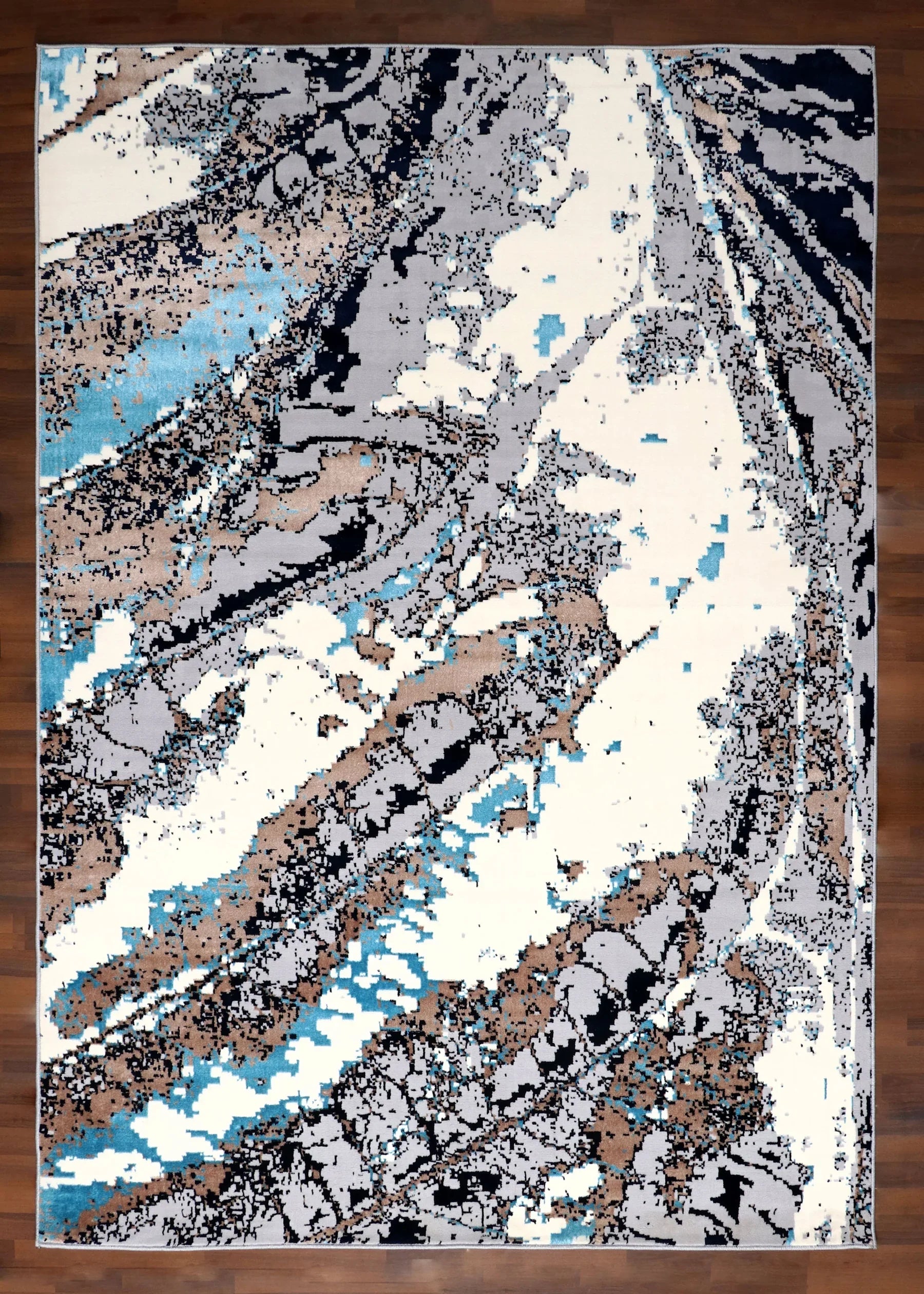 Turkish Earth Tone Abstract Rug – Machine-Made | Jute Backing | Warm Neutrals