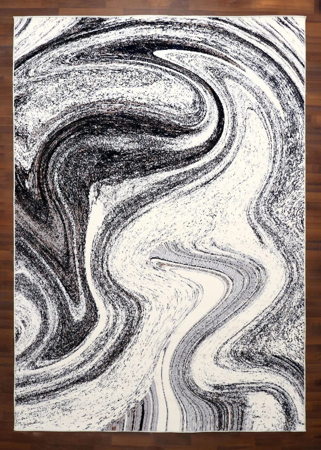 Turkish Abstract Marble Rug – Machine-Made | Jute Backing | Grey & Beige