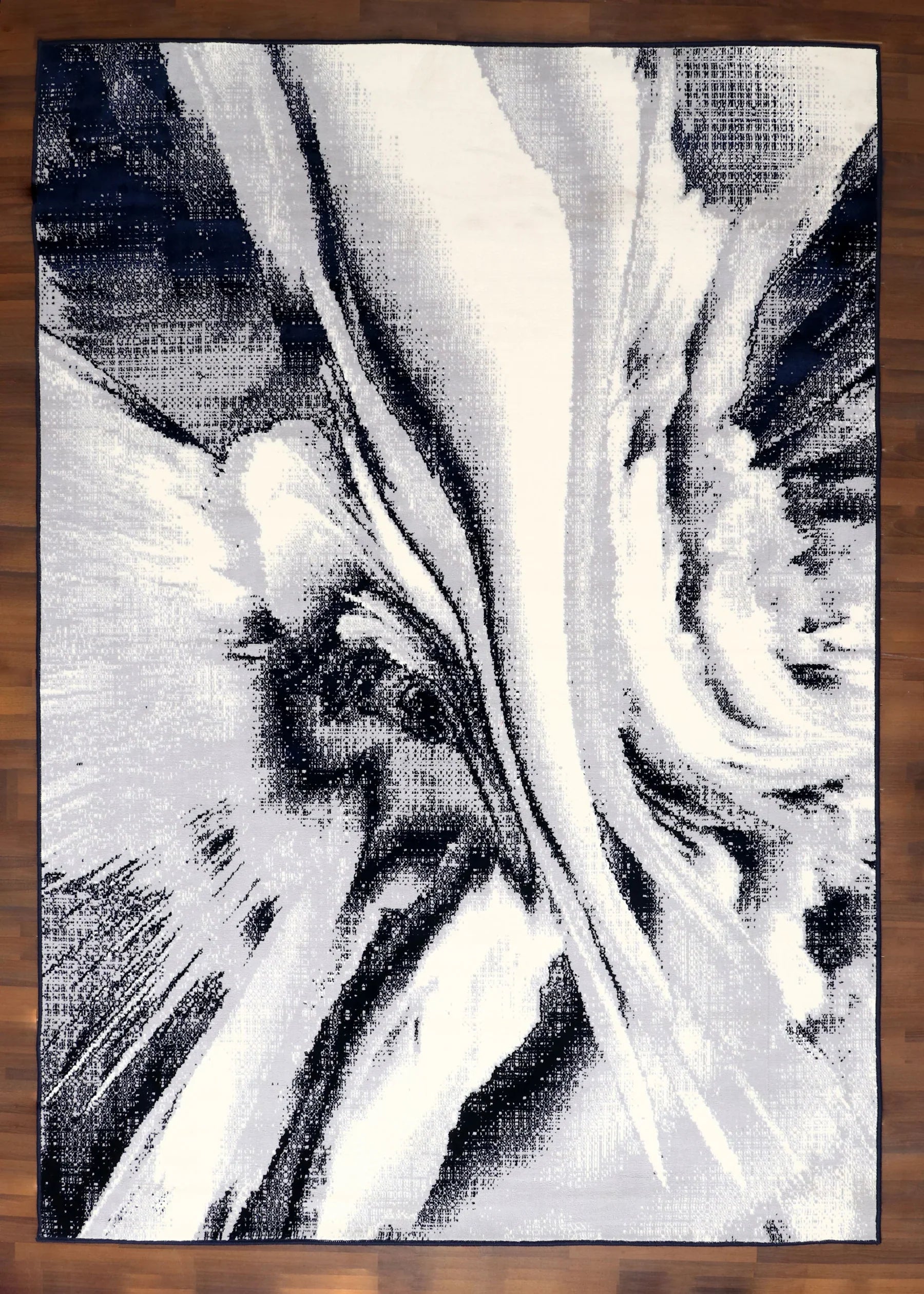 Turkish modern abstract area rug with artistic design and jute backing