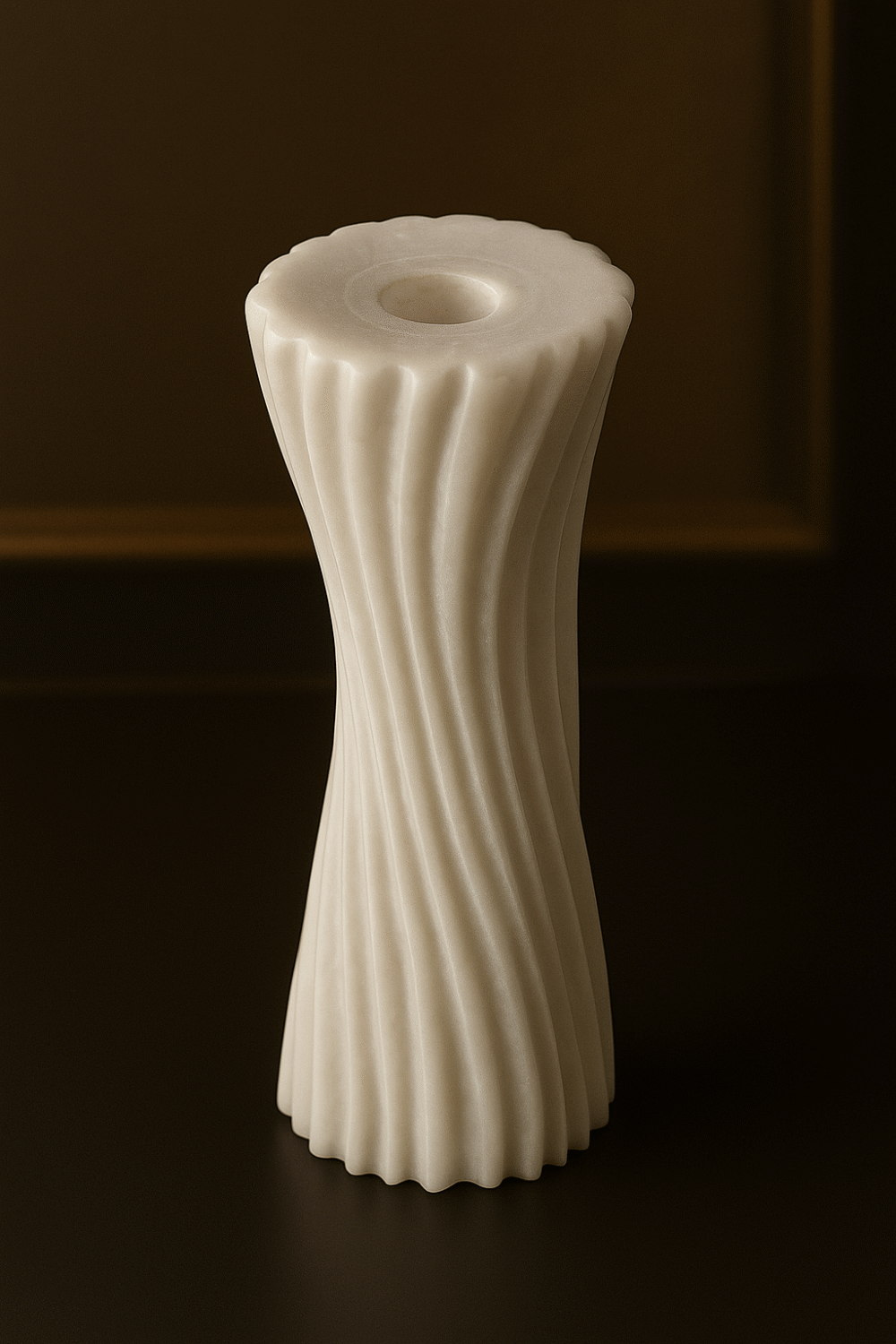 White textured vase on a dark background