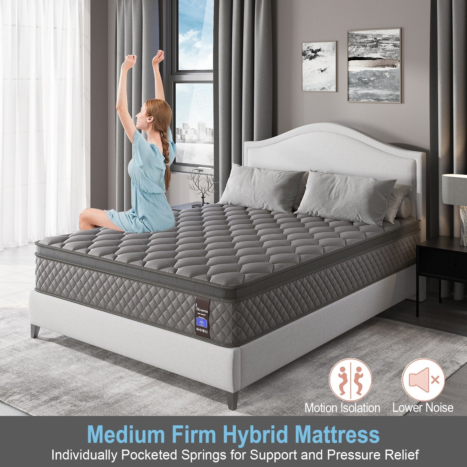 Twin Full Queen King Size Mattress in a Box Hybrid Spring Memory Foam