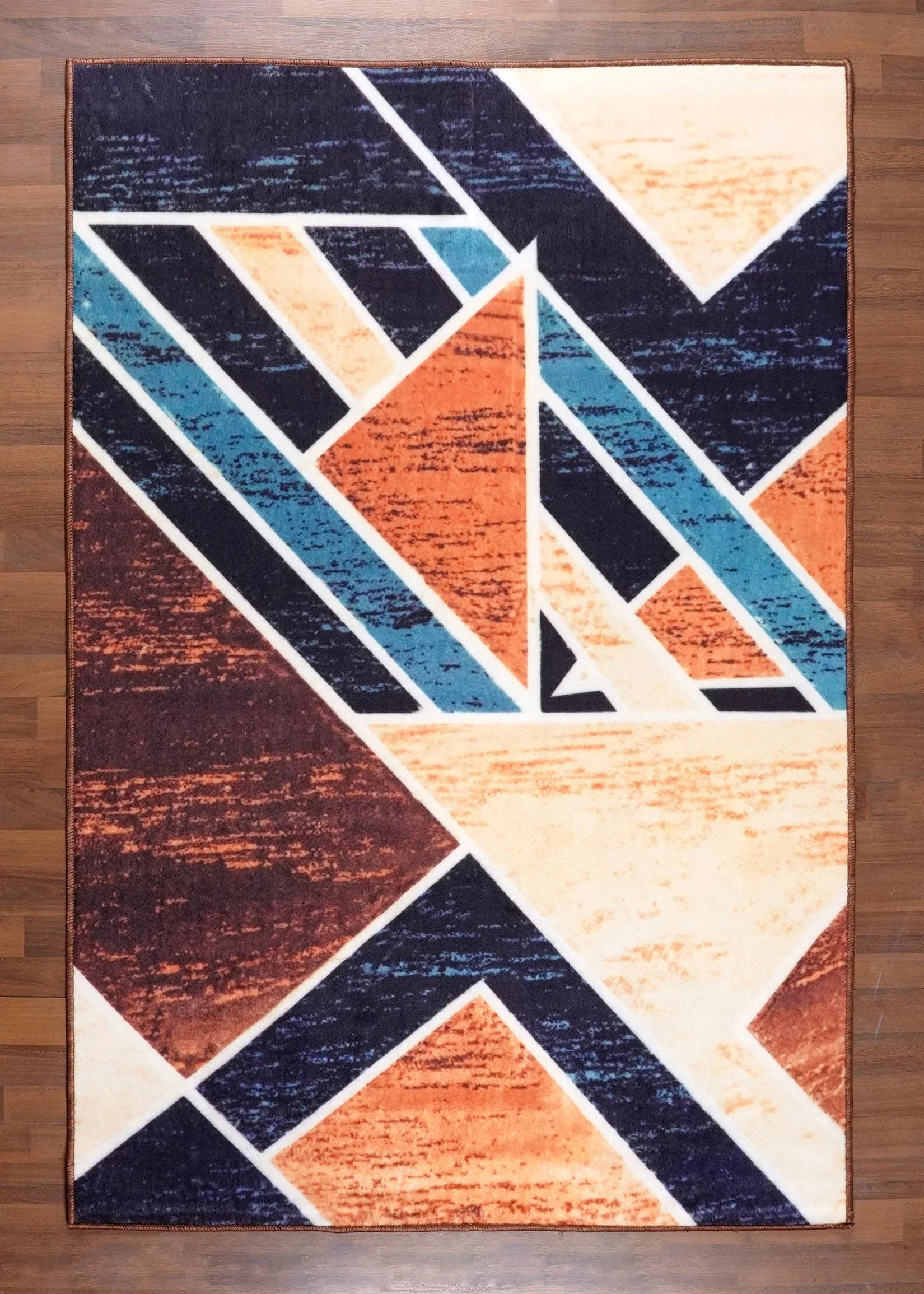 Modern multicolor geometric non-woven rug with soft felt backing – contemporary home decor