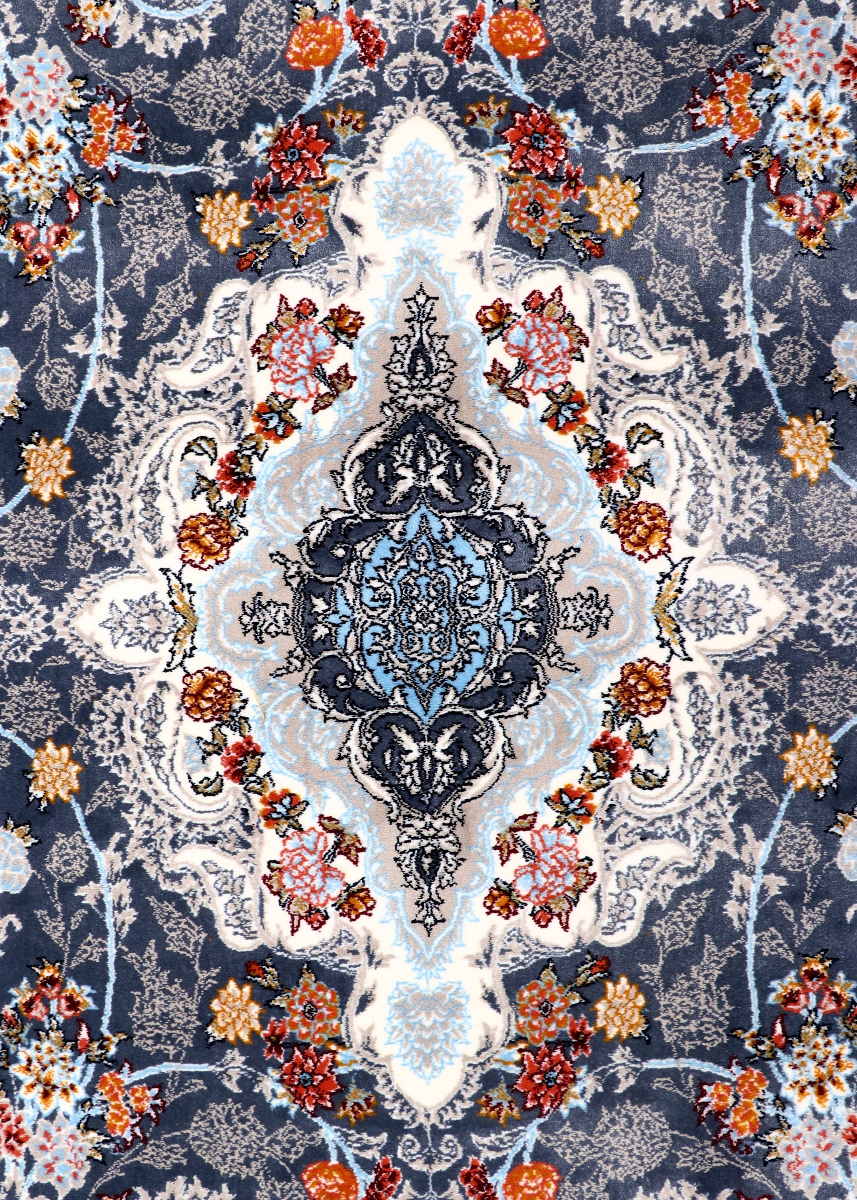 Persian vintage floral rug with antique-style design and soft synthetic pile