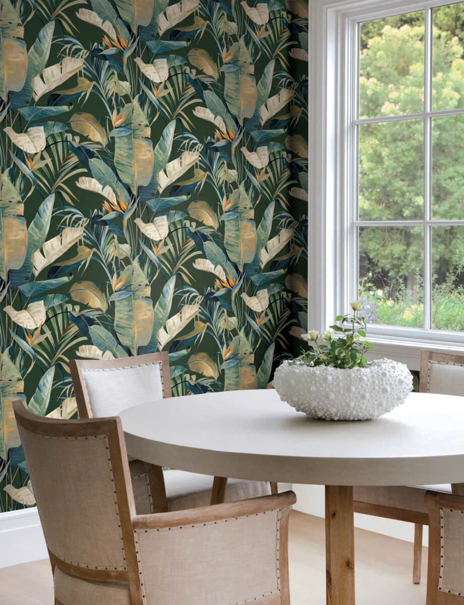 Lush Green Palm Print Bold Interiors Ready Set Wallpaper Beautiful