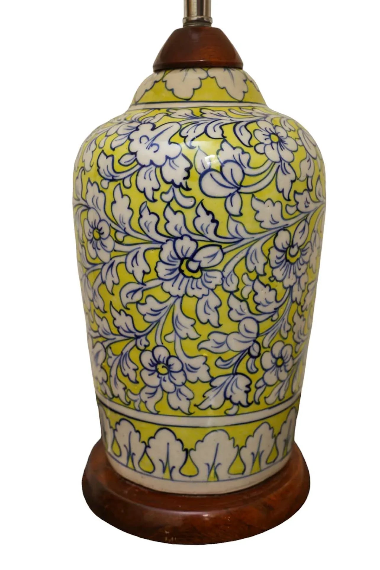 Yellow handcrafted ceramic table lamp - 58cm