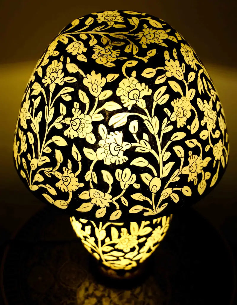Florescent camel skin lamp handcrafted and handpainted
