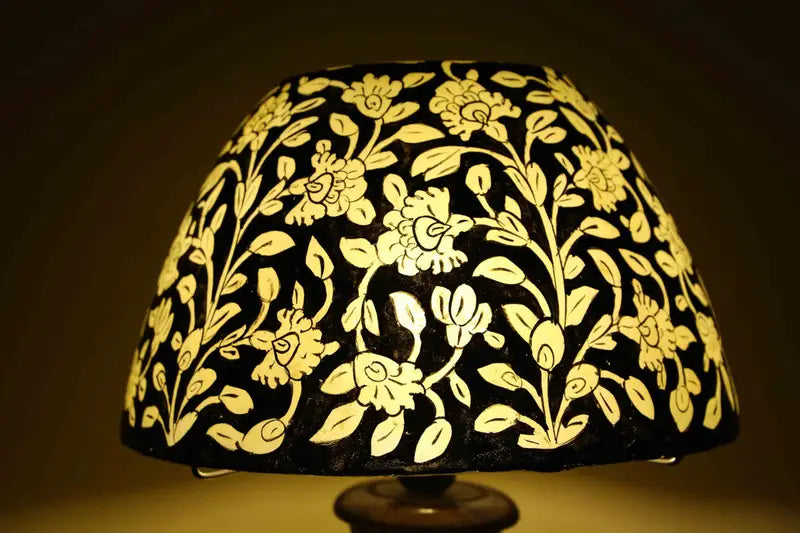 Florescent camel skin lamp handcrafted and handpainted