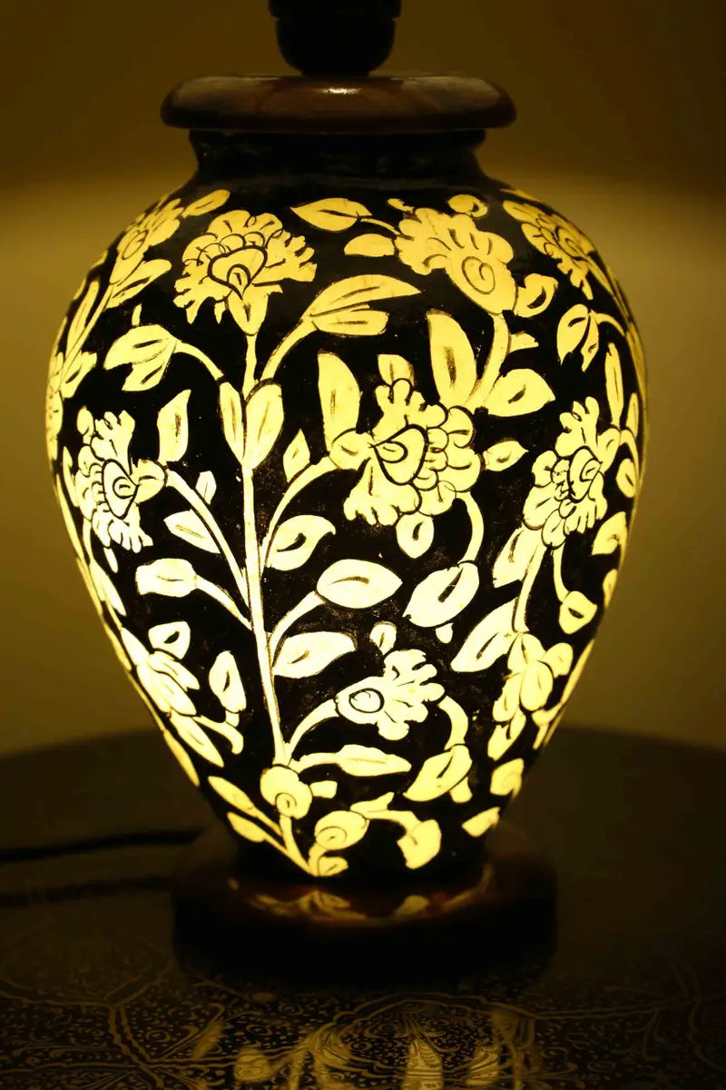 Florescent camel skin lamp handcrafted and handpainted