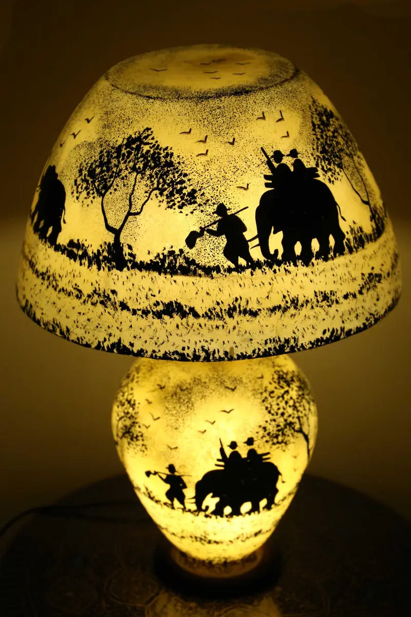 Florescent Camel Skin Lamp – Handcrafted & Handpainted