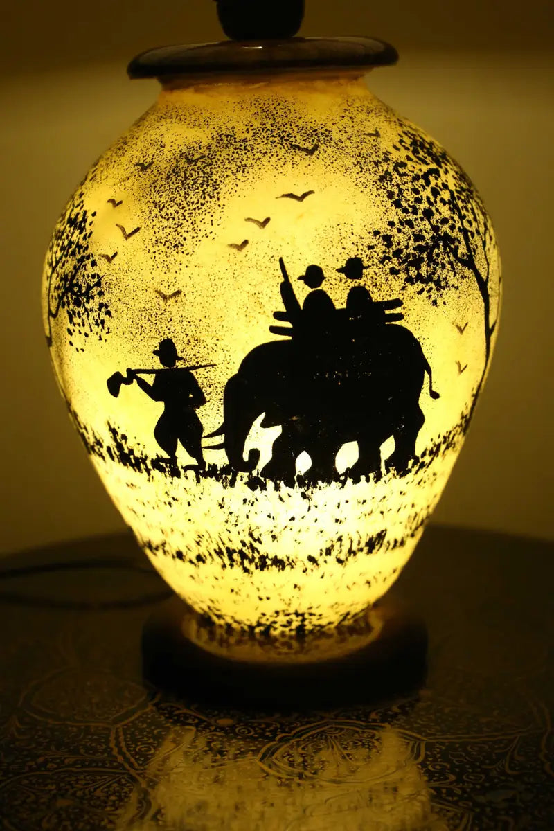 Florescent Camel Skin Lamp – Handcrafted & Handpainted
