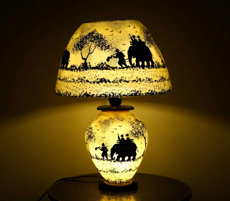 Florescent Camel Skin Lamp – Handcrafted & Handpainted