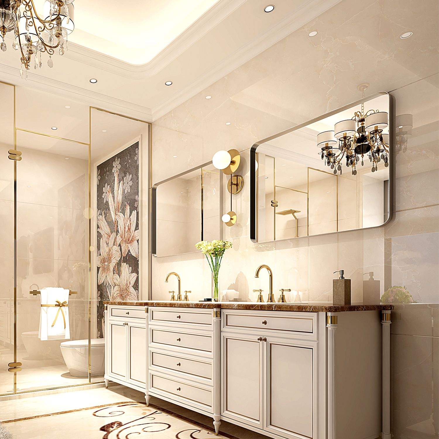 30x20inch Glossy Brushed Silver Rectangle Bathroom Mirror