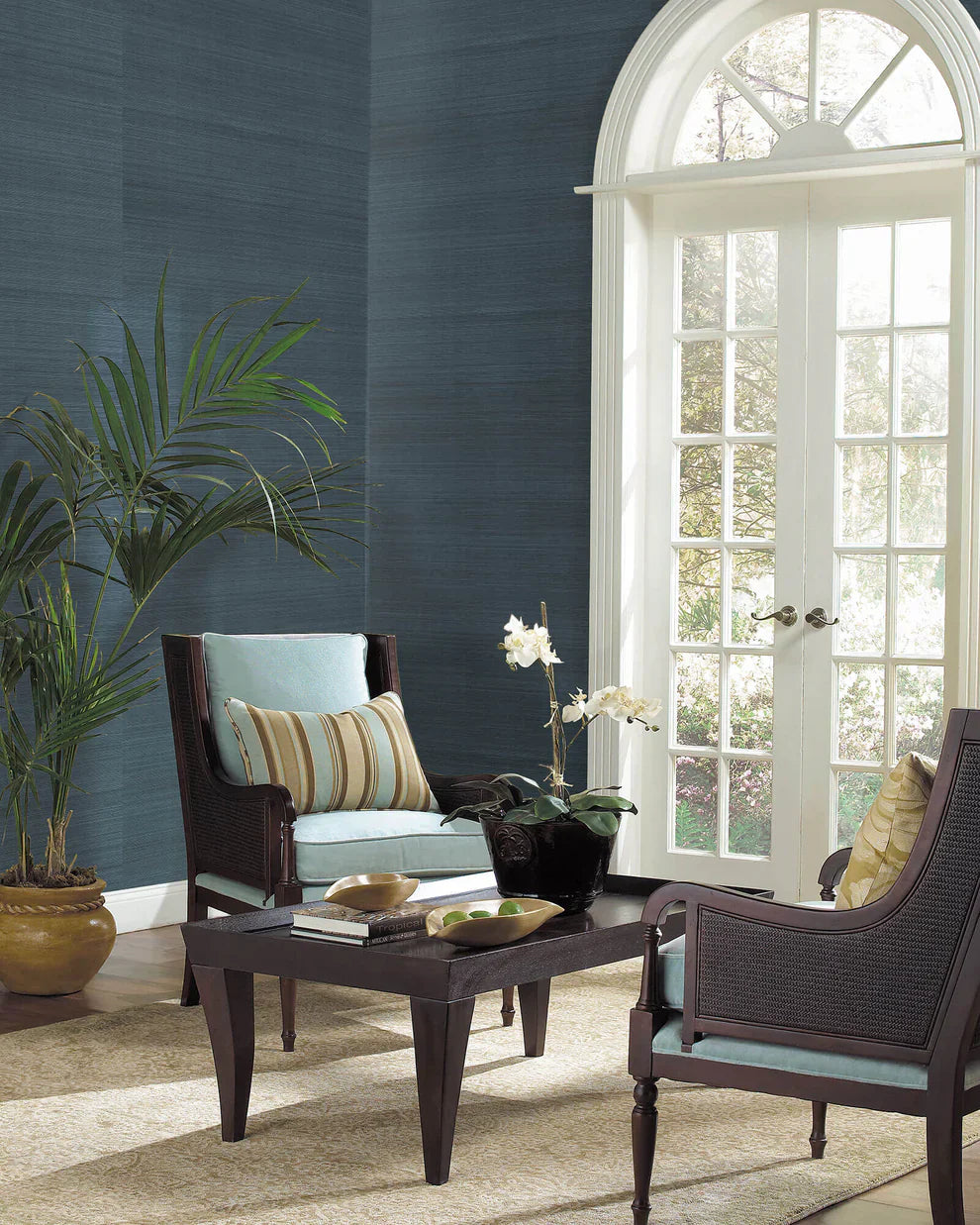 Magnolia Home Grasscloth Wallpaper - Dark Blue